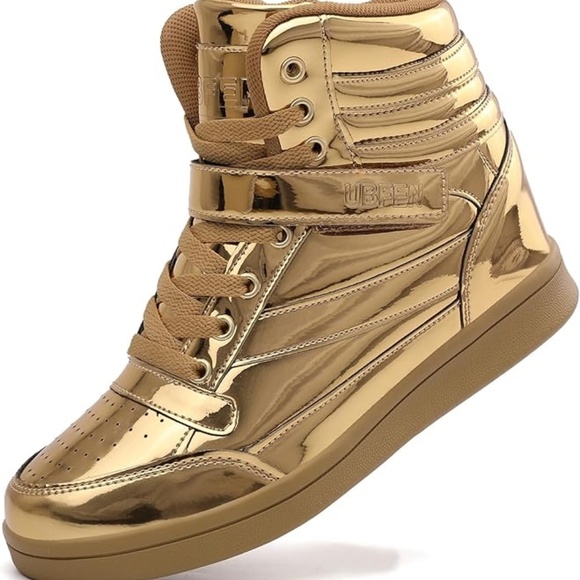 Womens High Top Sneakers with Hidden Wedge Heel Ankle Support 2 Inch Height Incr - Picture 2 of 6